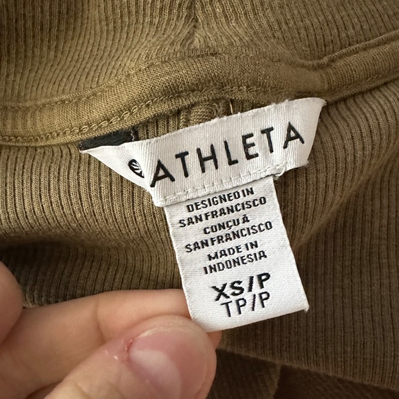 Athleta Brown Ribbed Stretchy Knit Flowy Open Front Long Sleeve Cardigan Sz XS - Picture 7 of 8